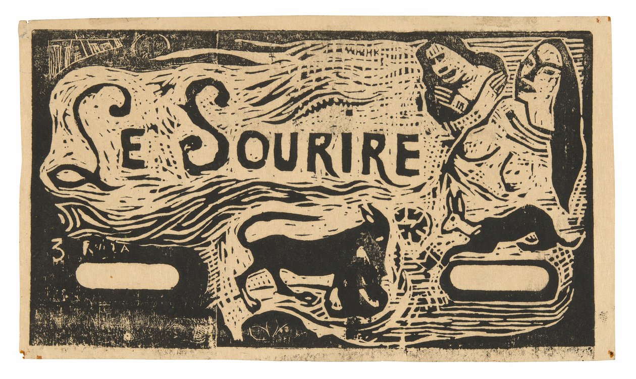 Raposa, bustos de duas mulheres e um coelho, toucado para Le sourire de Paul Gauguin