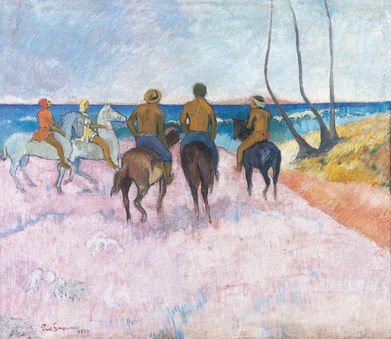 Francês:  Cavaliers sur la plage 28I29 Cavaleiros na praia (I) de Paul Gauguin