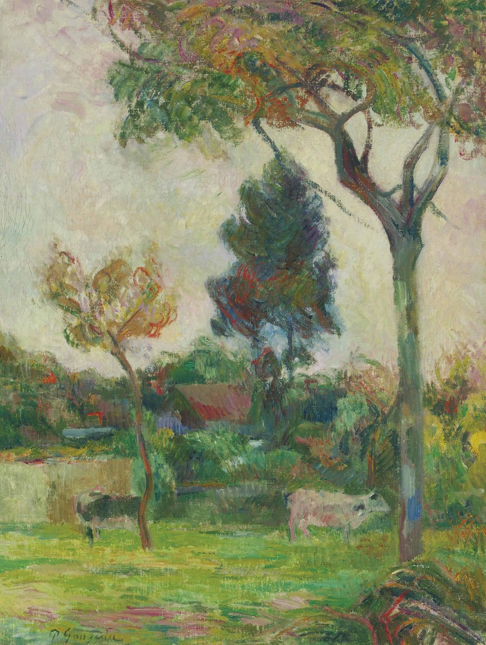 Francês: Deux vaches au pré, ou Les Deux vaches Two Cows in the Meadow de Paul Gauguin