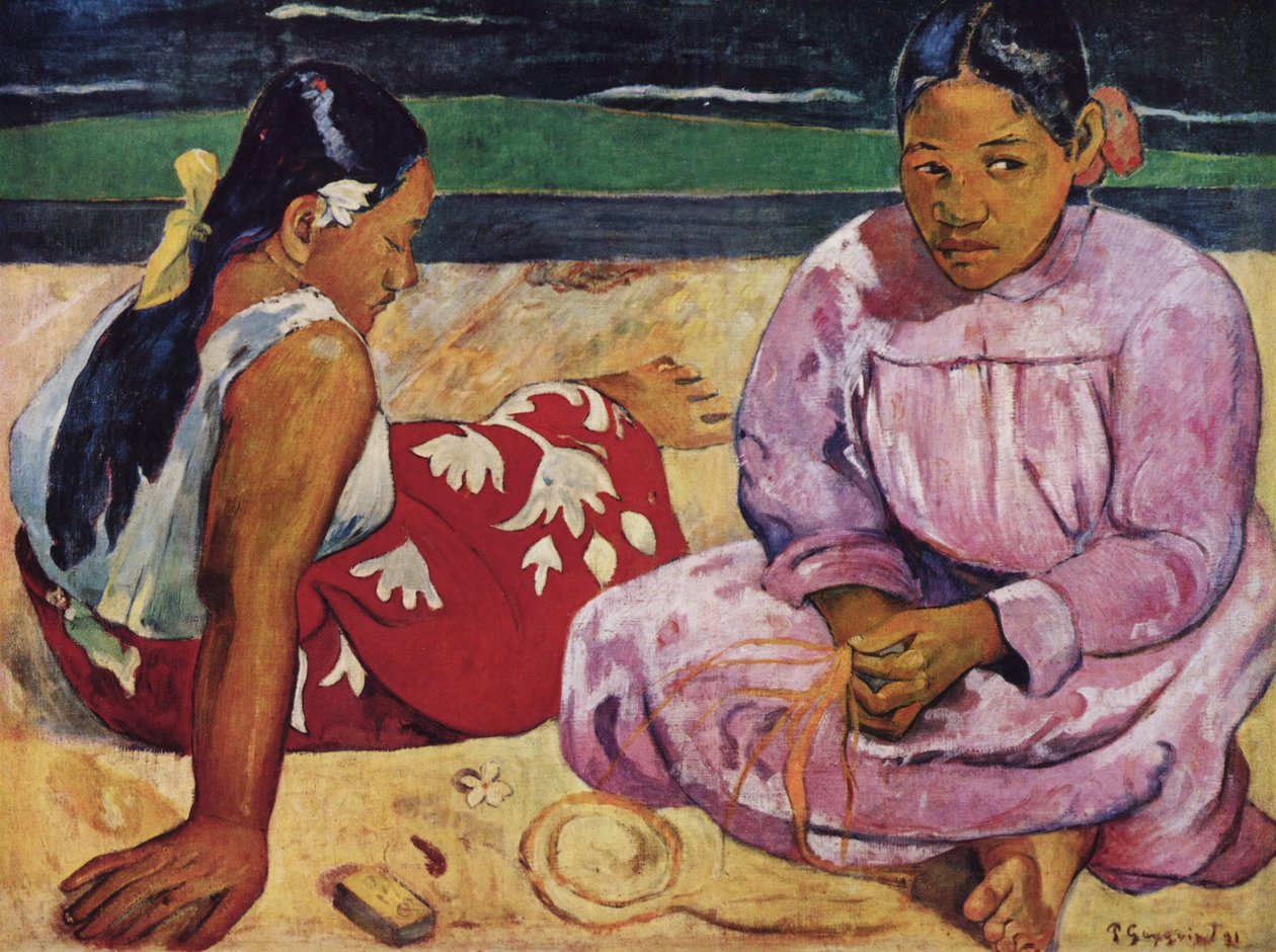 Francês: Femmes de Tahiti, ou Sur la plage Mulheres taitianas na praia de Paul Gauguin