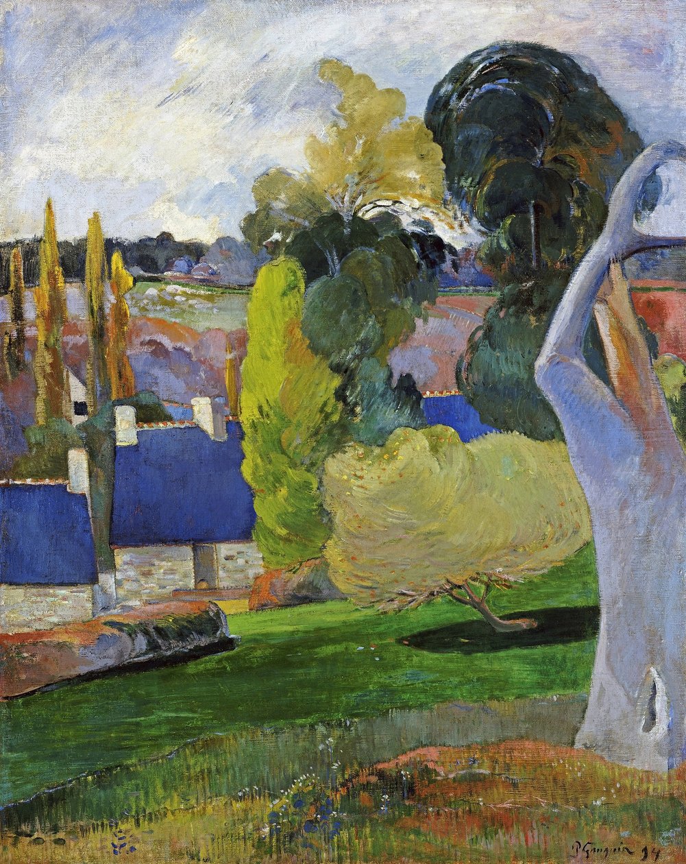 Francês:  Ferme en Bretagne II Uma exploração agrícola na Bretanha II de Paul Gauguin