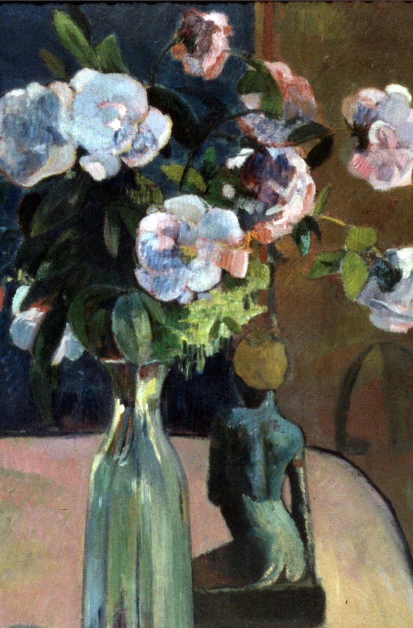 Francês: Nature morte à la statuette, ou Roses et statuette Roses and Statuette de Paul Gauguin