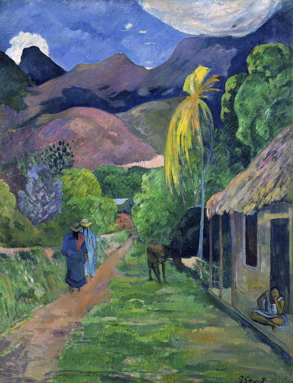 Francês: Rue de Tahiti Street em Tahiti de Paul Gauguin