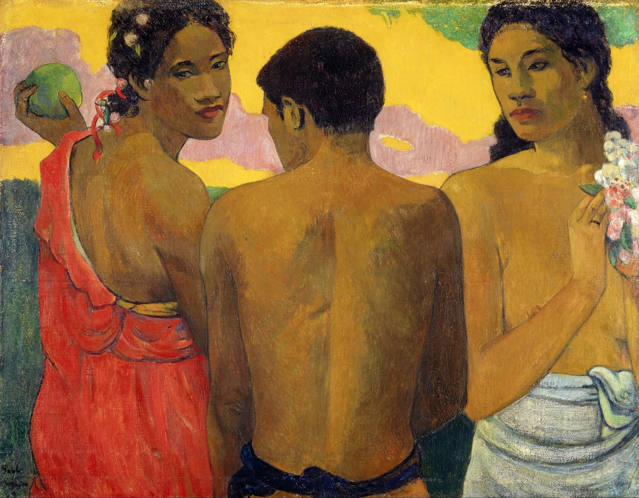 Francês: Trois Tahitiens, ou Conversação Três Taitianos de Paul Gauguin