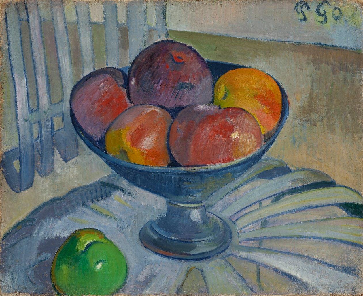 Prato de frutas em uma cadeira de jardim, c.1890 de Paul Gauguin