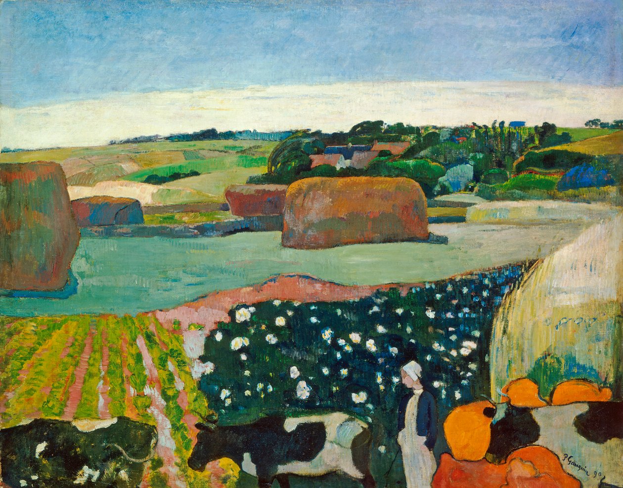 Montes de feno na Bretanha, 1890 de Paul Gauguin