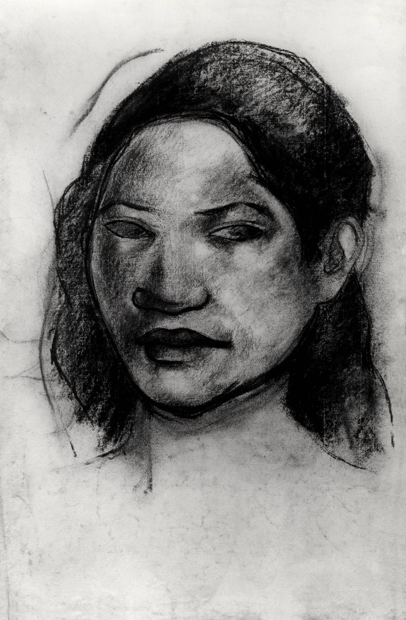 Cabeça de um taitiano (carvão sobre papel) de Paul Gauguin