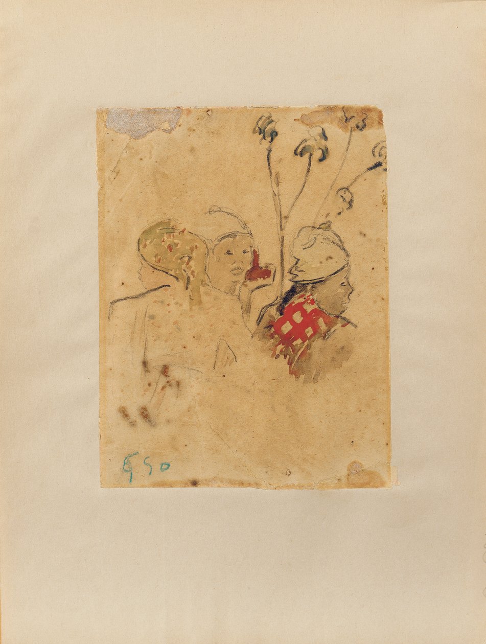 Cabeças e vegetação, 1887 de Paul Gauguin