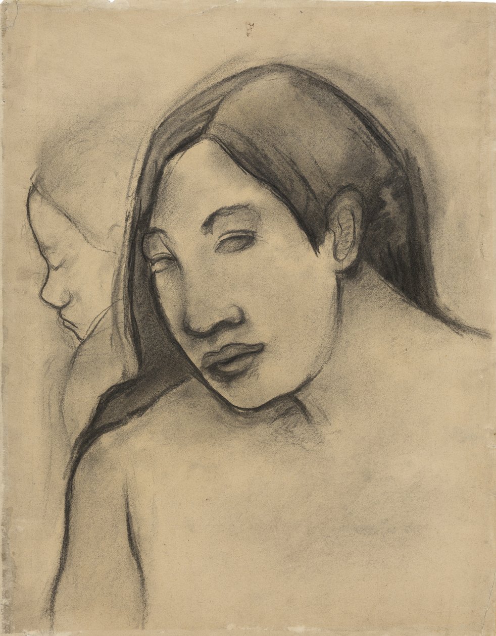 Chefes das mulheres taitianas, vistas frontal e de perfil, 1891-93 de Paul Gauguin