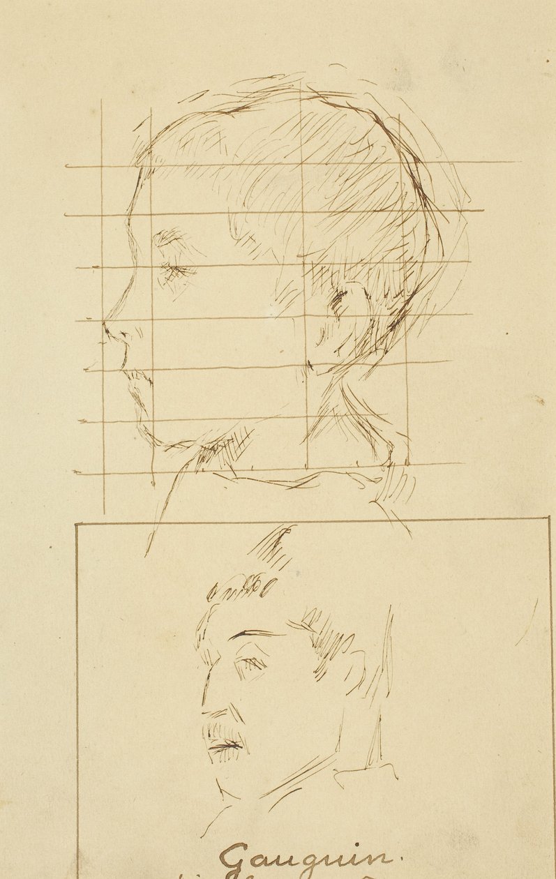Cabeças de um menino e um homem (auto-retrato?) [verso] de Paul Gauguin