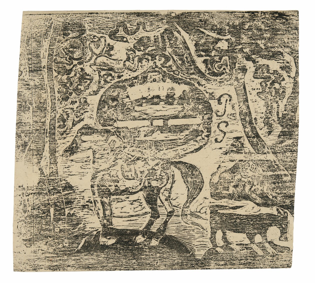 Cavalo, com outros animais e ornamentos de Paul Gauguin
