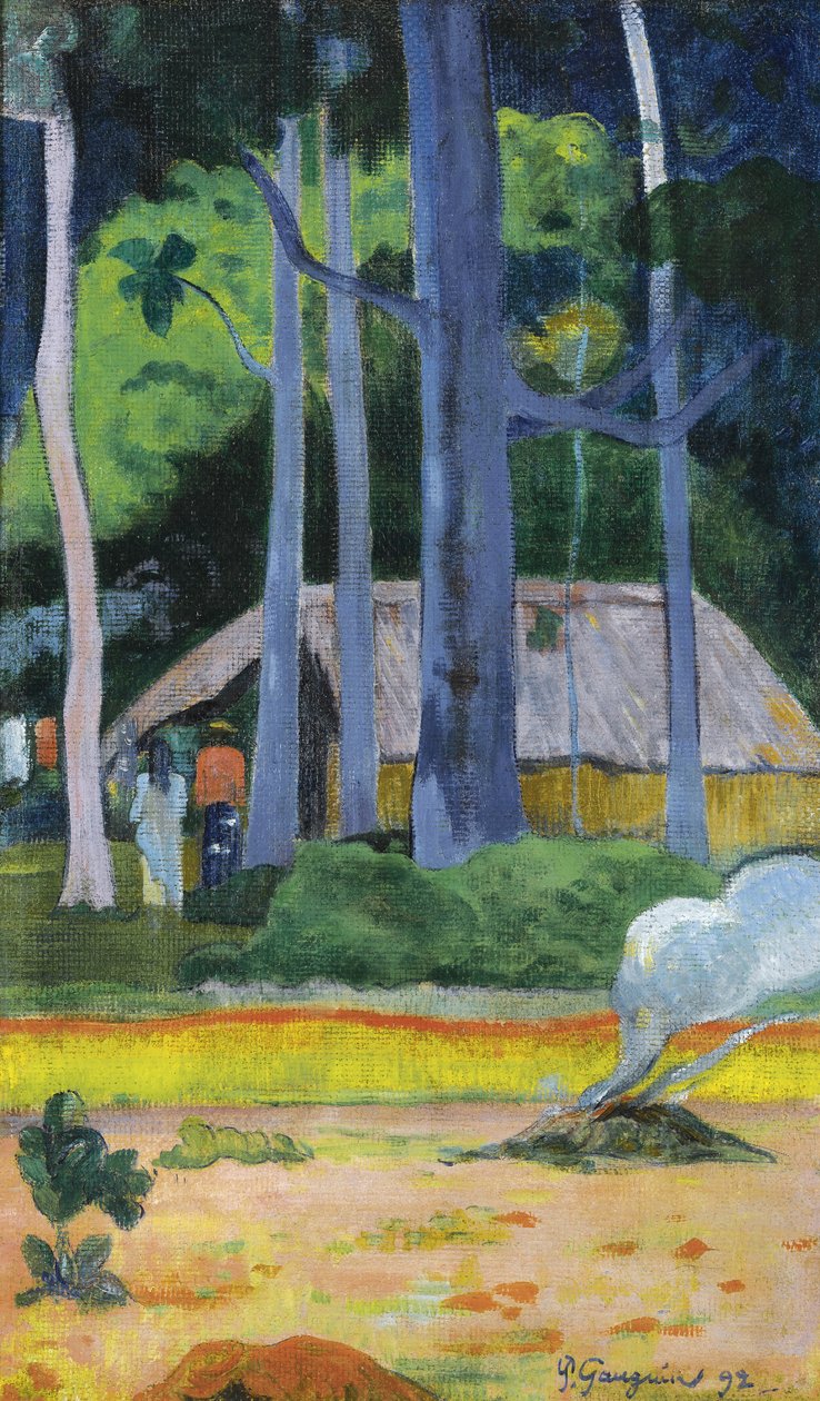 Cabana sob a casa na árvore, 1892 de Paul Gauguin