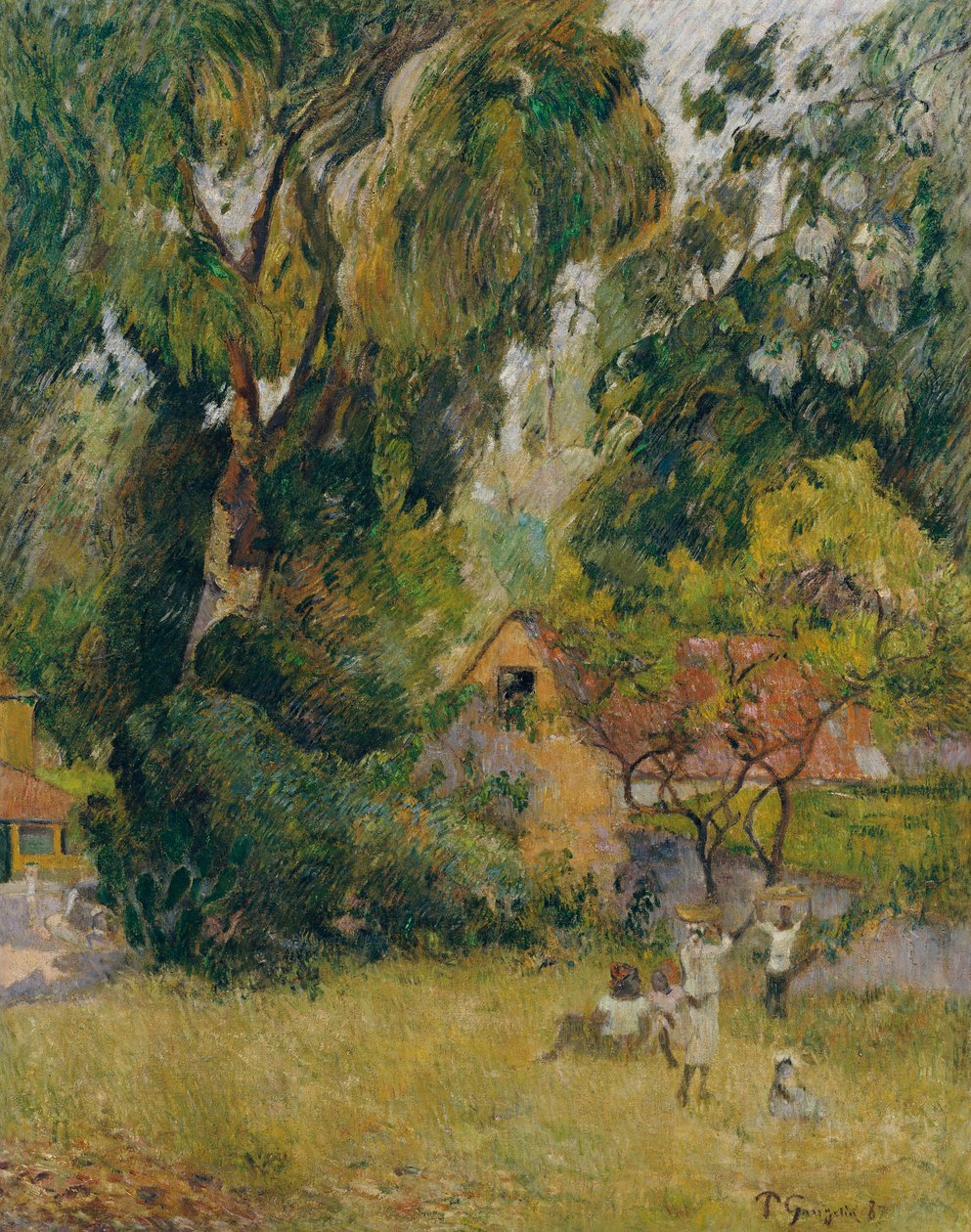 Cabanas sob as árvores de Paul Gauguin