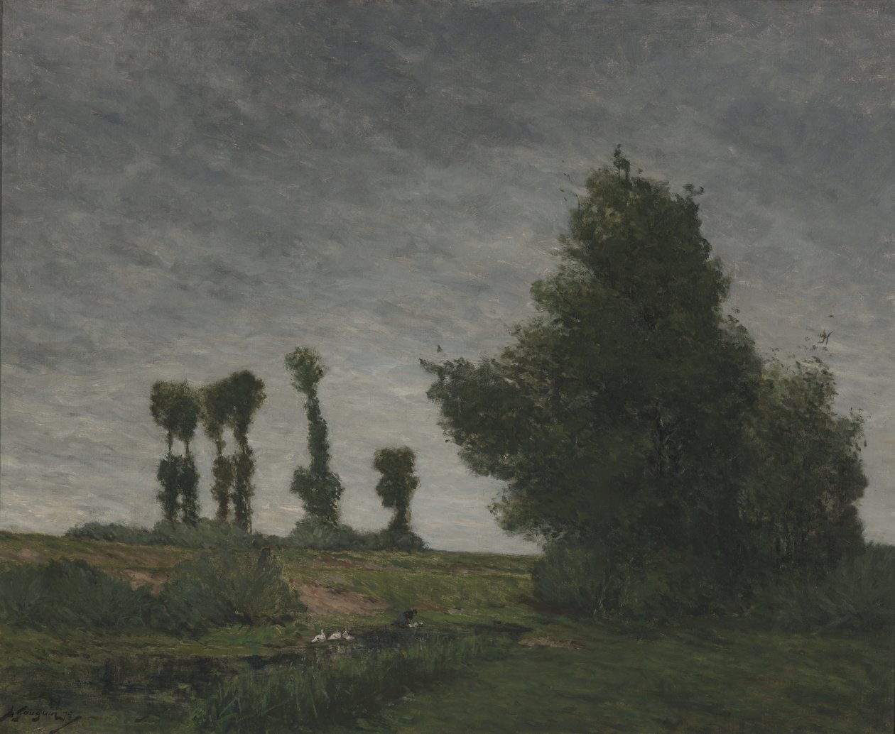 Paisagem com choupos (óleo sobre tela) de Paul Gauguin