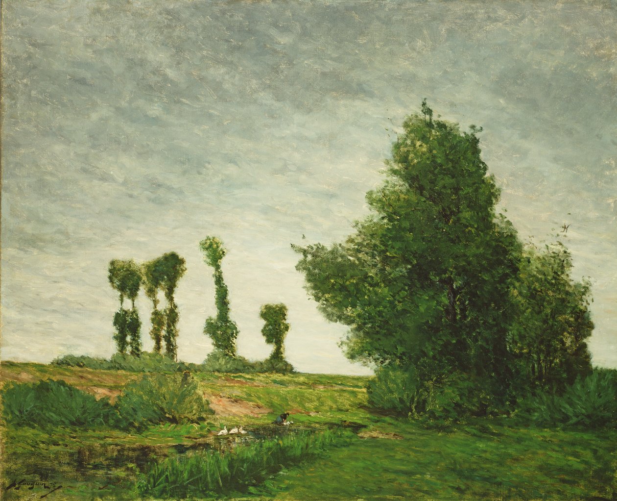 Paisagem com choupos de Paul Gauguin