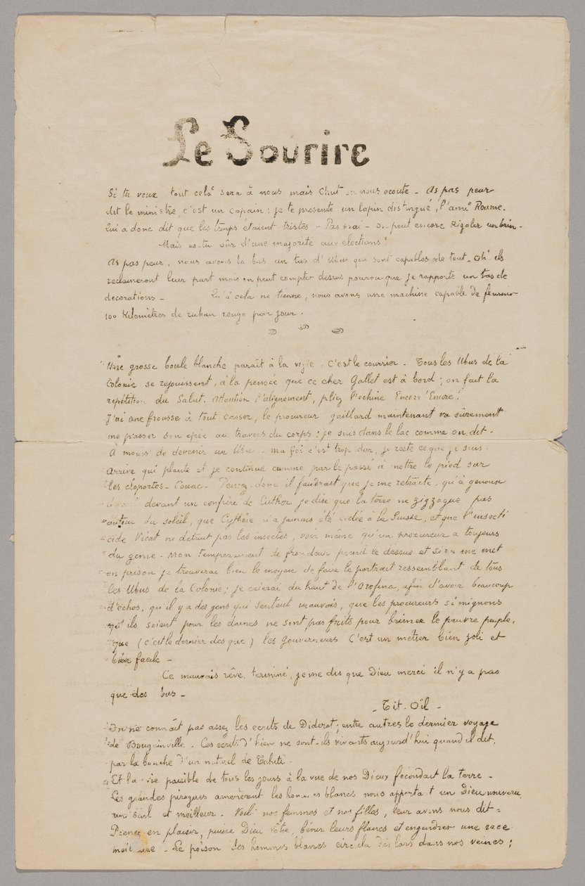 O sorriso: Jornal sério, nov. 1899 de Paul Gauguin