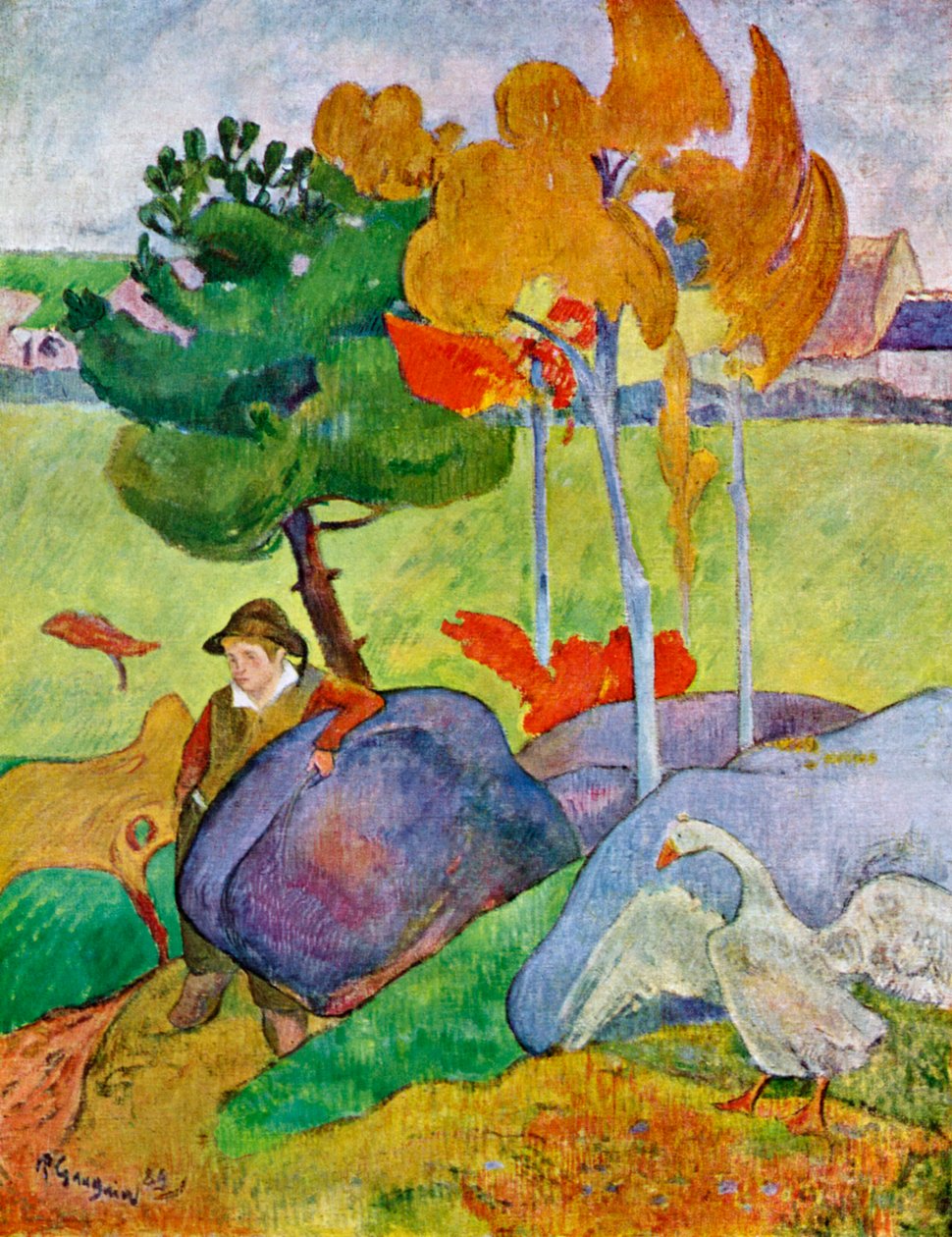 Menino bretão pequeno com um ganso, 1889 1939. de Paul Gauguin