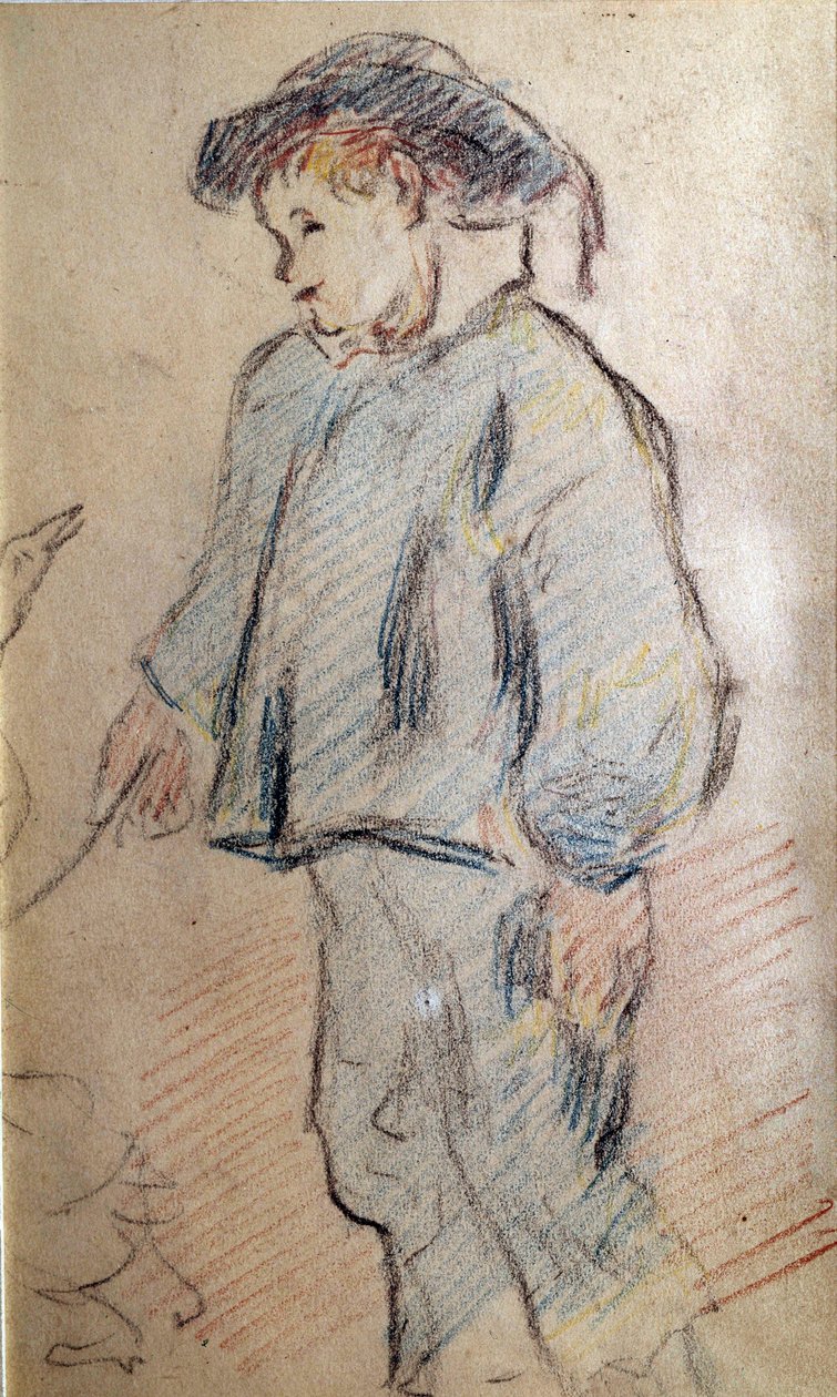 Pequeno Breton boy a goose Sketch de Paul Gauguin (1848-1902) Colecção privada do século XIX de Paul Gauguin