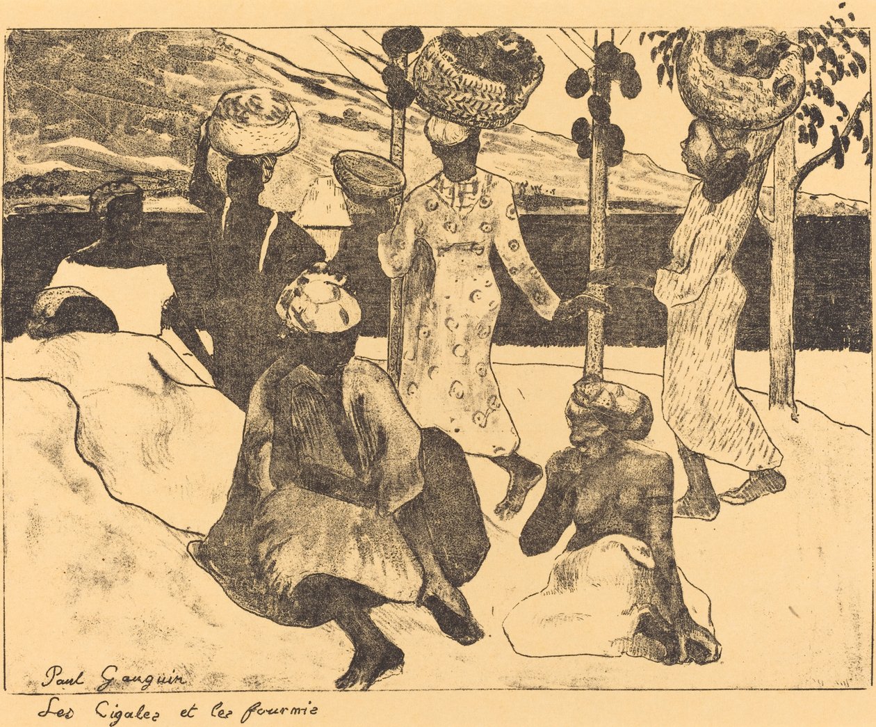 Gafanhotos e formigas: uma memória da Martinica As cigarras e as formigas, 1889. de Paul Gauguin