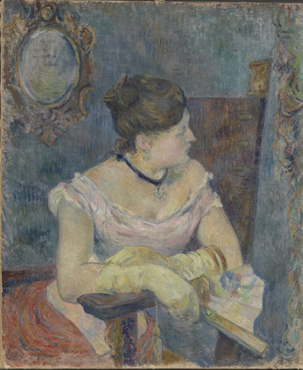 Madame Mette Gauguin em Vestido de Noite, 1884. de Paul Gauguin