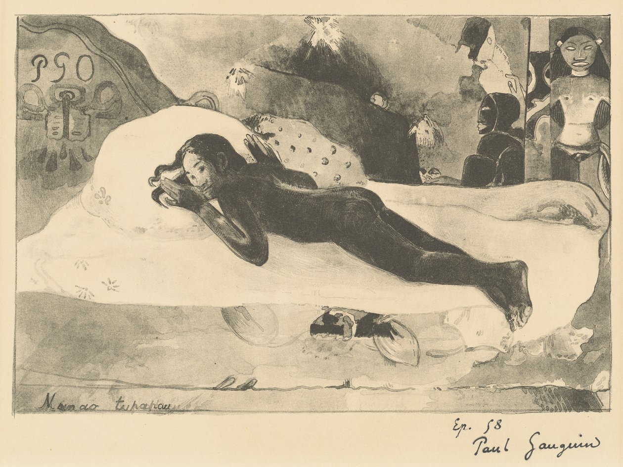 Manao Tupapau Ela é assombrada por um espírito, 1894. de Paul Gauguin