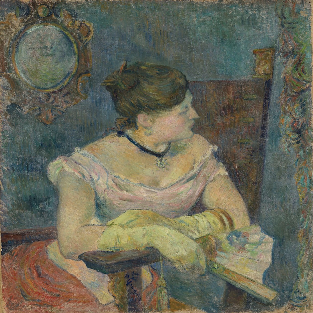 Mette Gauguin em vestido de noite de Paul Gauguin