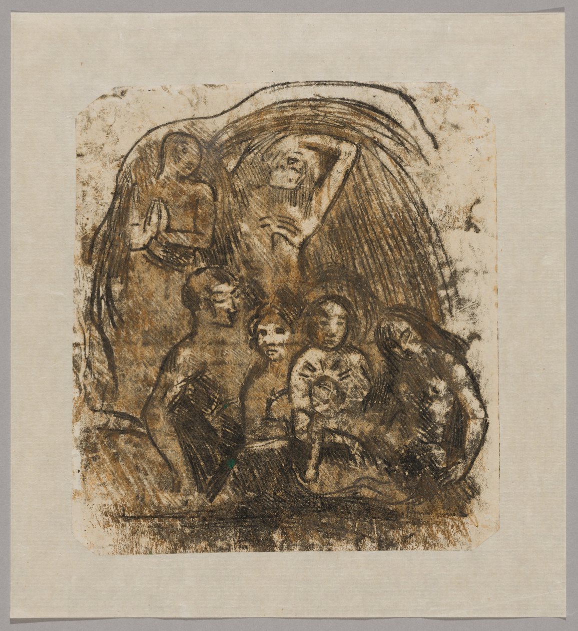 Natividade (Mãe e filho rodeados por cinco figuras) de Paul Gauguin