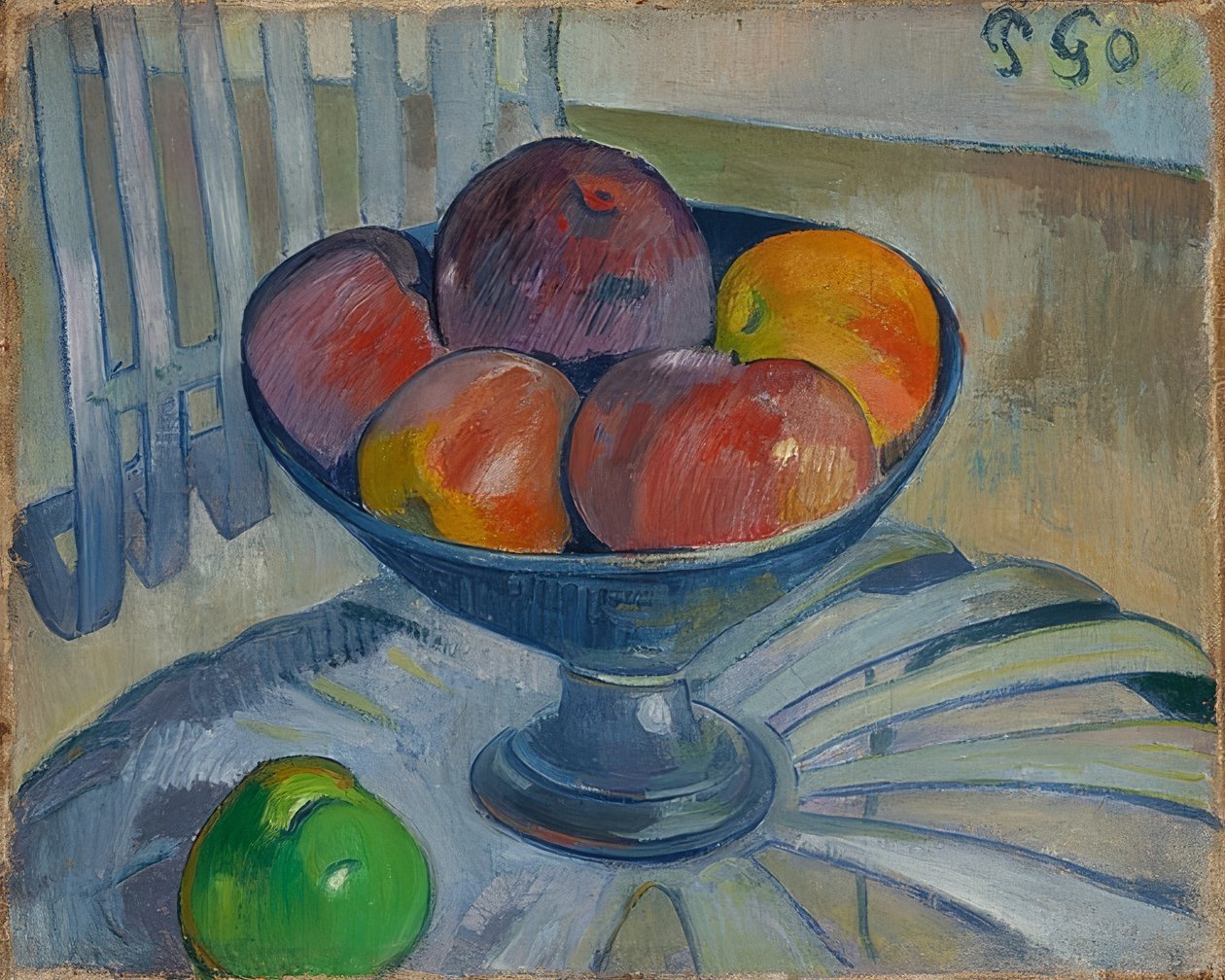 Fruteira em uma cadeira de jardim. Por volta de 1890 de Paul Gauguin