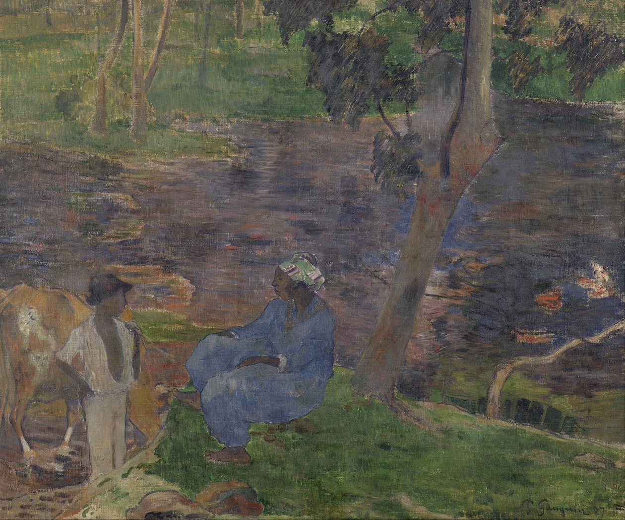 Nas margens do rio na Martinica de Paul Gauguin