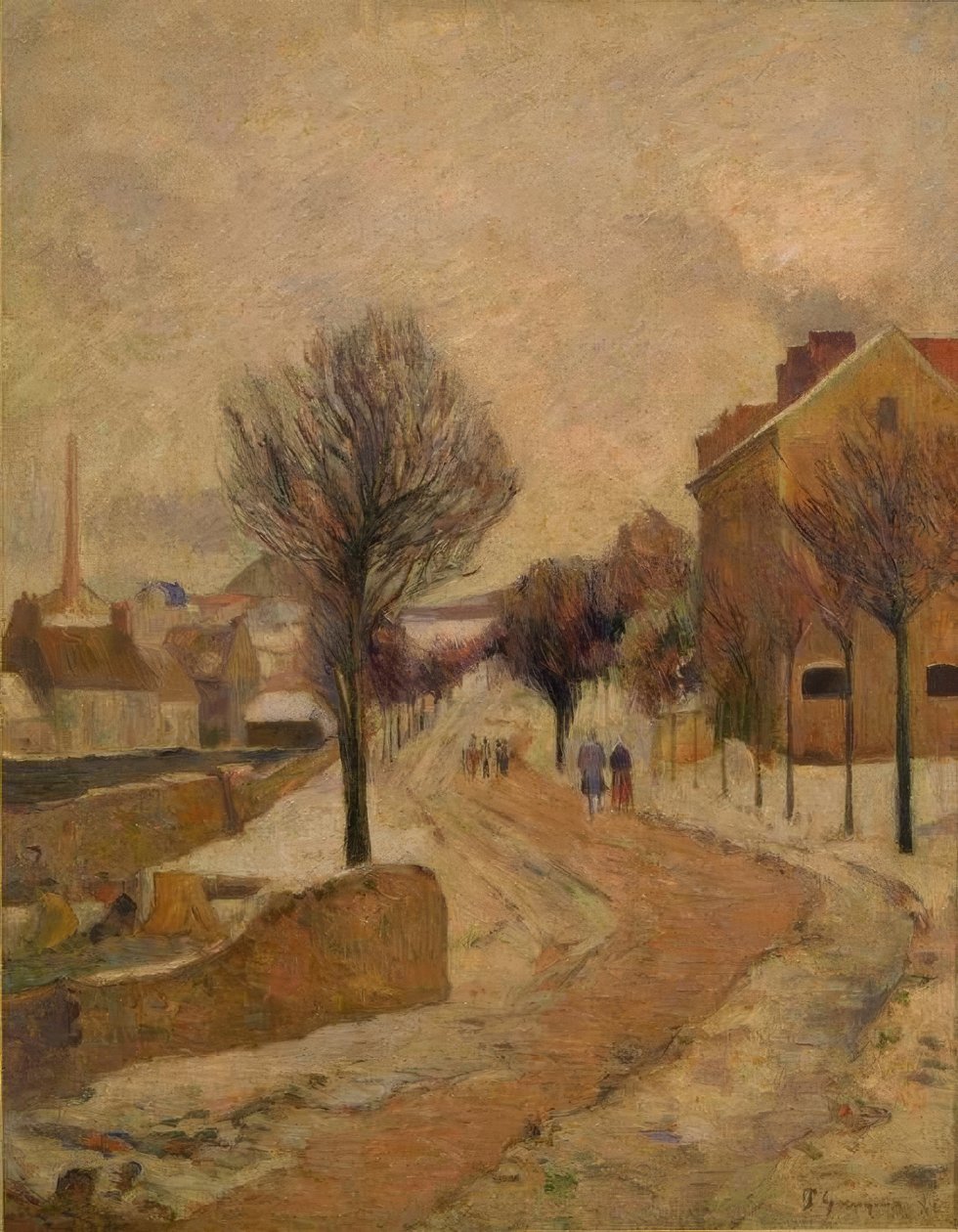 Subúrbio de Paris na neve de Paul Gauguin