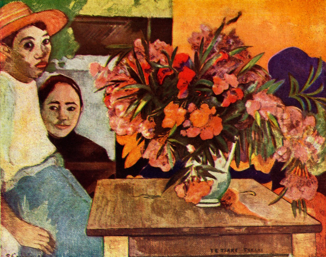 Camponeses com flores, 1936 de Paul Gauguin