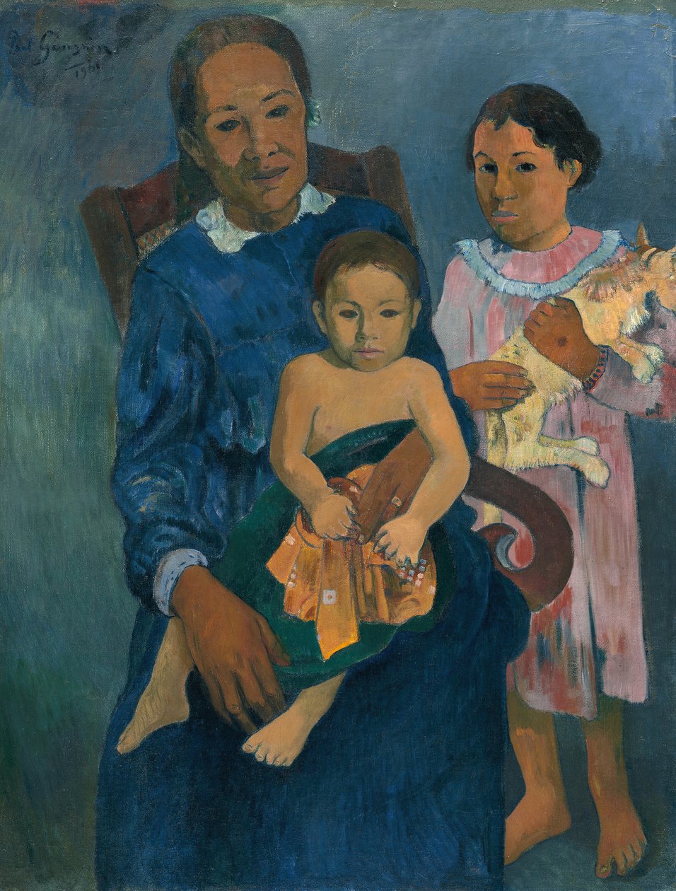 Mulher polinésia com filhos, 1901. de Paul Gauguin