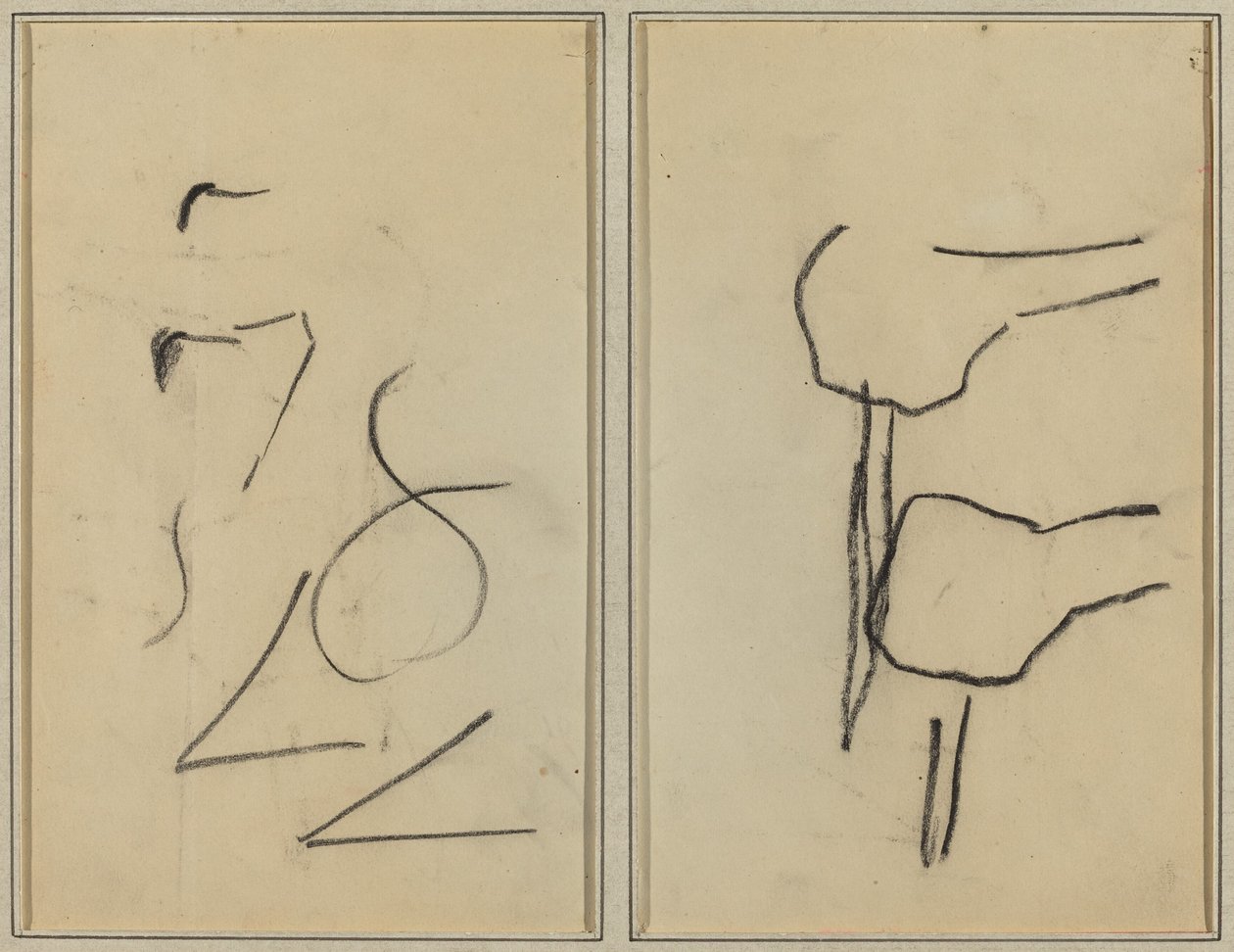 Rabiscos; Duas Formas [verso] de Paul Gauguin