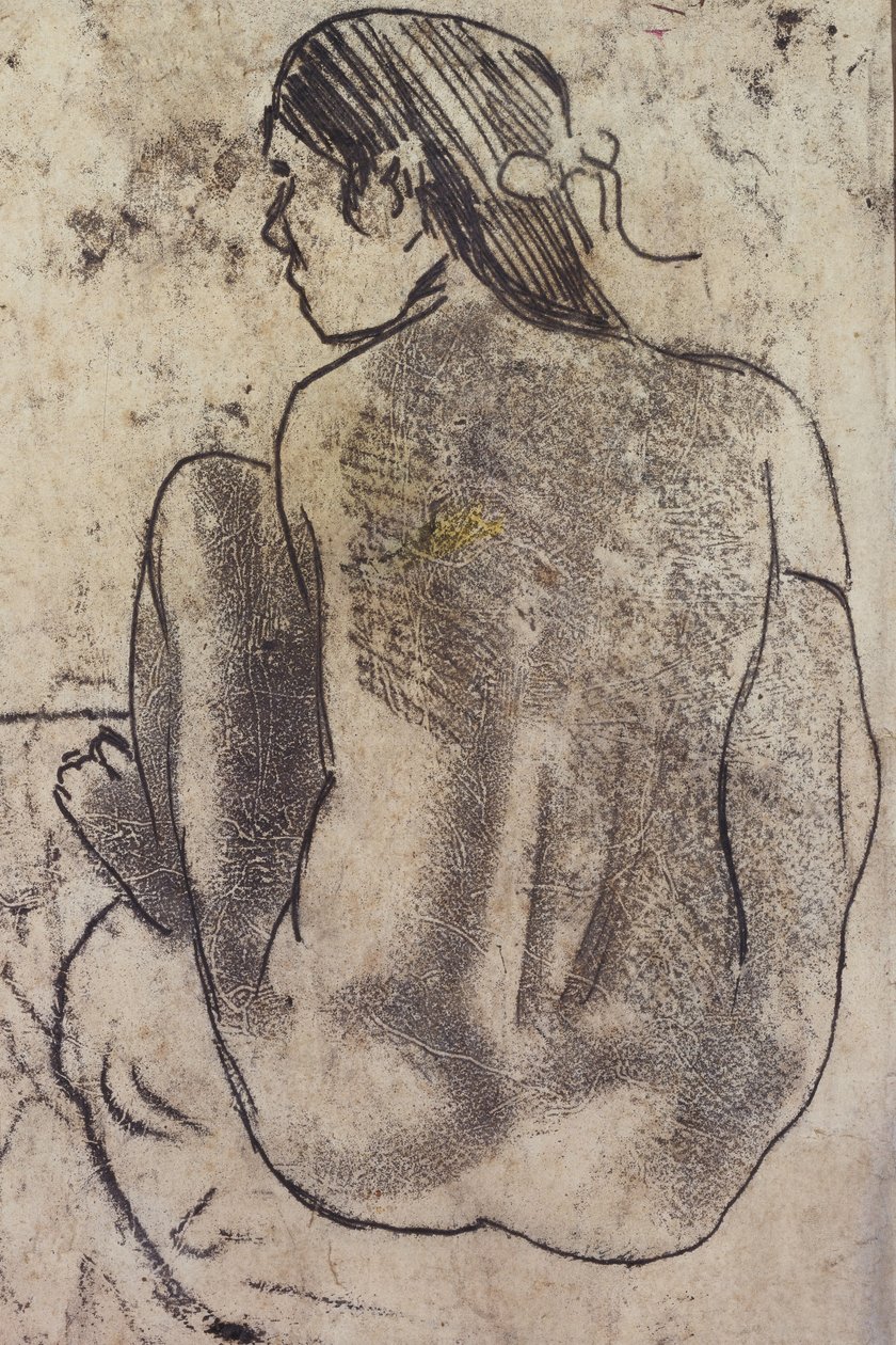 Nude Tahitian sentado da parte traseira, c.1902 de Paul Gauguin