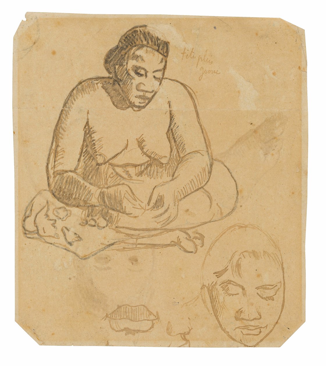 Mulher sentada do Taiti (reto); Mulher taitiana em pé (verso) de Paul Gauguin