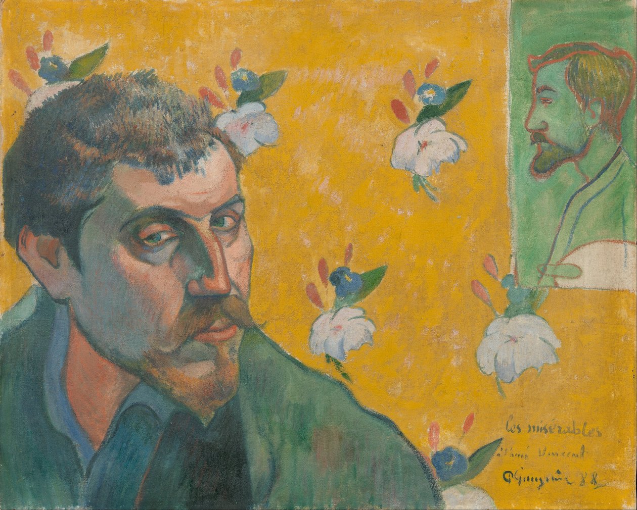 Auto-retrato com retrato de Bernard, &39;Les Misérables&39; de Paul Gauguin