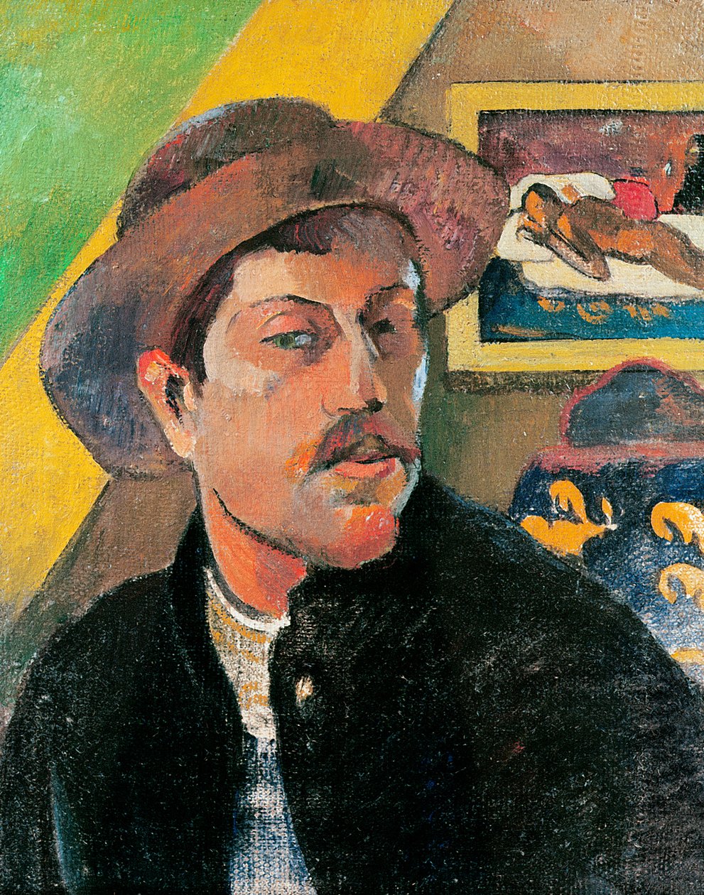 Auto-retrato em um chapéu, 1893-94 de Paul Gauguin