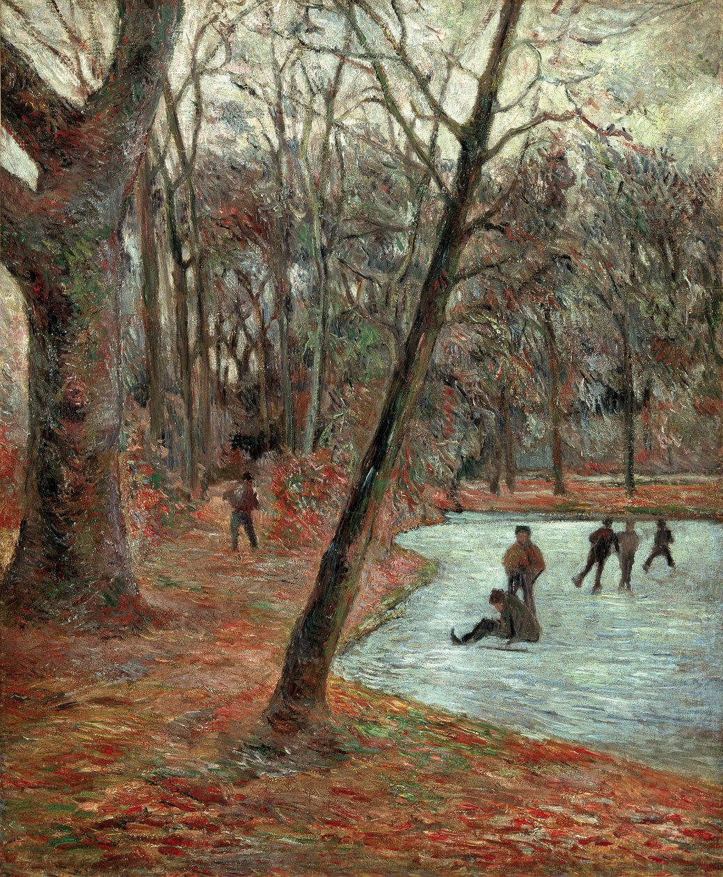 Patinadores no Parque Frederiksberg par Gauguin, Paul Eugene Henri (1848-1903). Óleo sobre tela, tamanho : 65x54 de Paul Gauguin