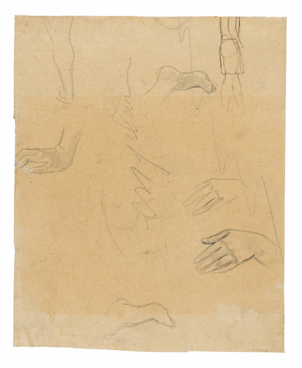 Esboços de Figuras, Mãos e Pés (relacionados à pintura Aha oe feii? [O que! Você tem ciúmes?]) de Paul Gauguin
