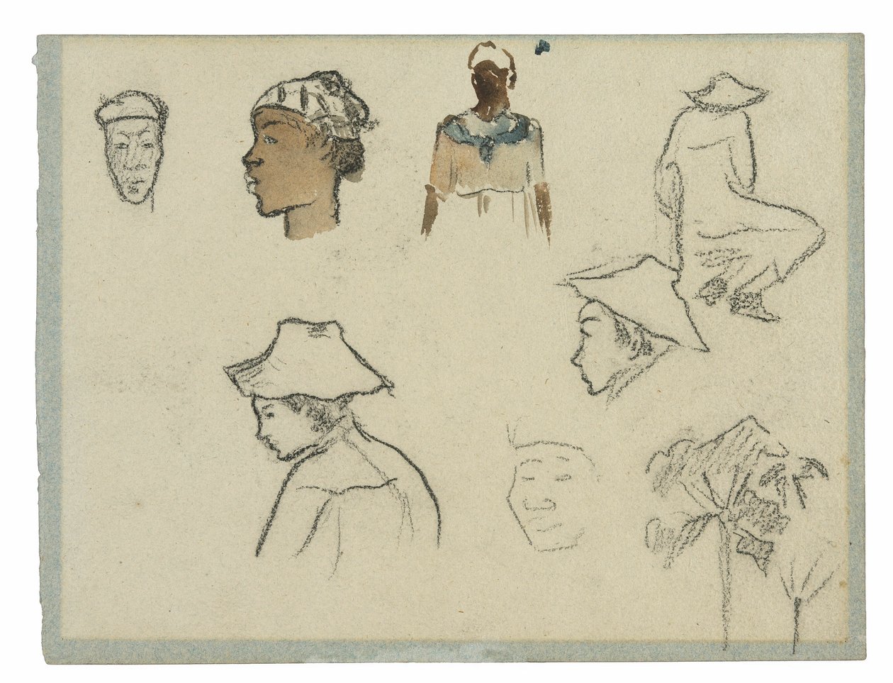 Esboços de Figuras e Folhagens (reto); Perfil de Charles Laval com palmeira e outros esboços (verso) de Paul Gauguin