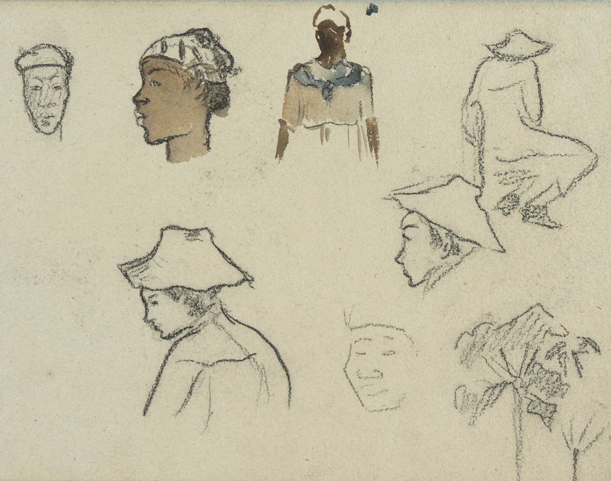 Esboços de figuras e folhagem de Paul Gauguin