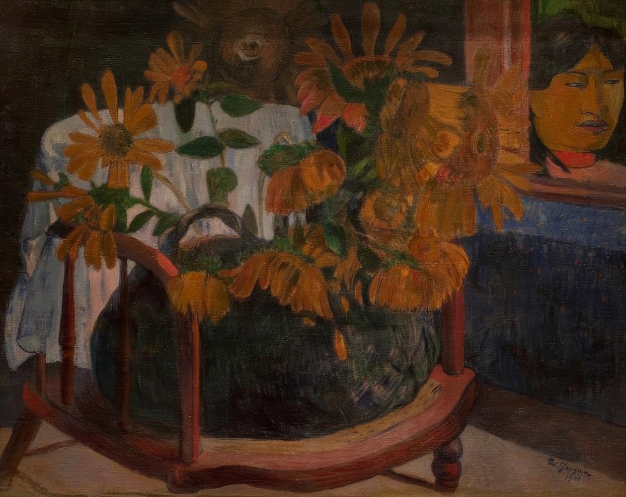 Girassóis em uma poltrona de Paul Gauguin