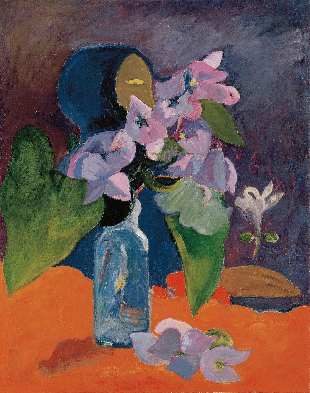 Natureza morta com flores e ídolo por Gauguin, Paul Eugene Henri (1848-1903). Óleo sobre tela, ca 1892, Dimensões: 40,3x32. Kunsthaus Zurique de Paul Gauguin
