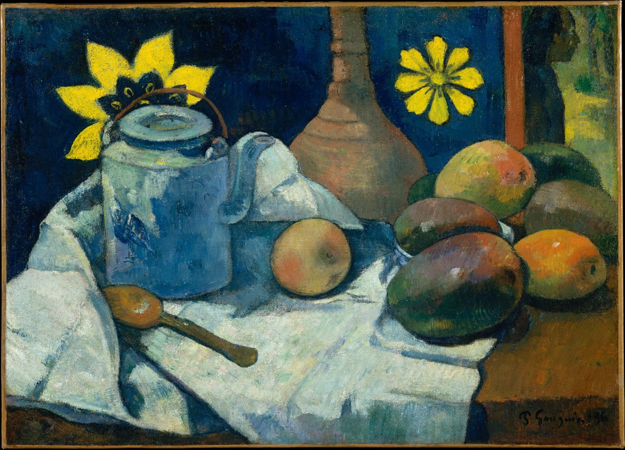 Natureza-morta com bule de chá e fruta de Paul Gauguin