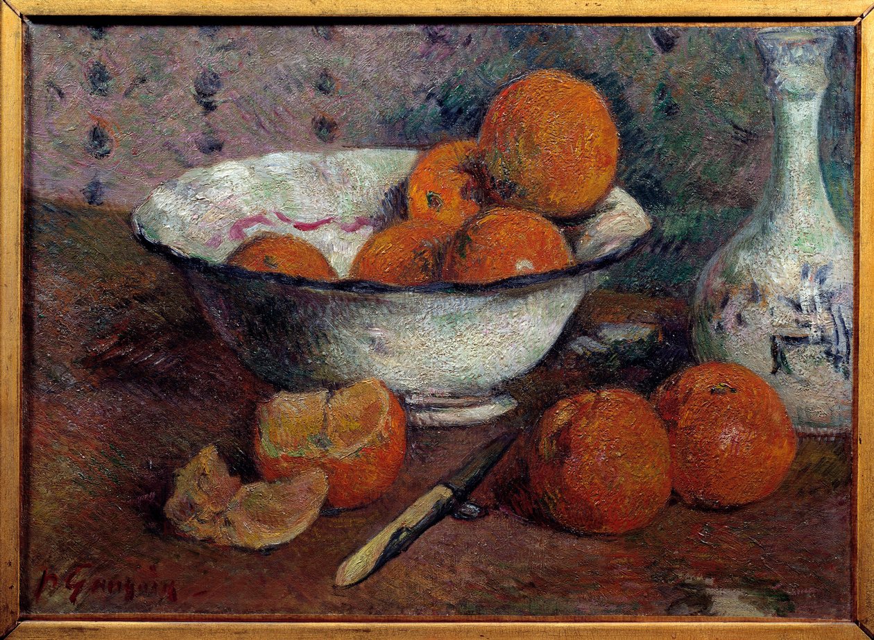Natureza morta com laranjas. Pintura de Paul Gauguin (1848 - 1903), cerca de 1880. Óleo sobre tela. Dim: 0,33 X 0,46m. Rennes, Museu de Belas Artes de Paul Gauguin