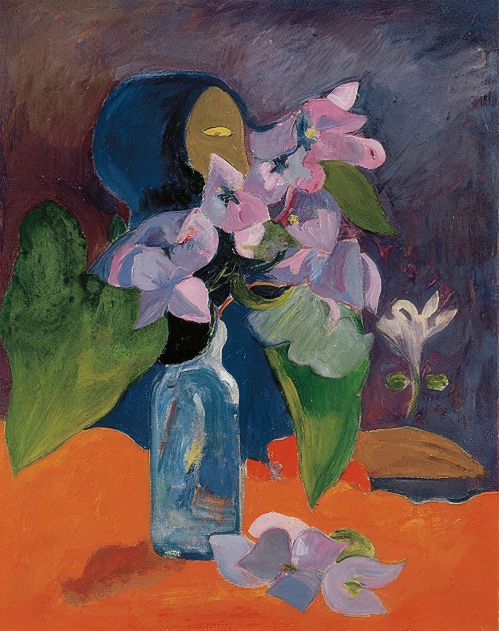 Natureza morta com flores e ídolo. Por volta de 1892 de Paul Gauguin