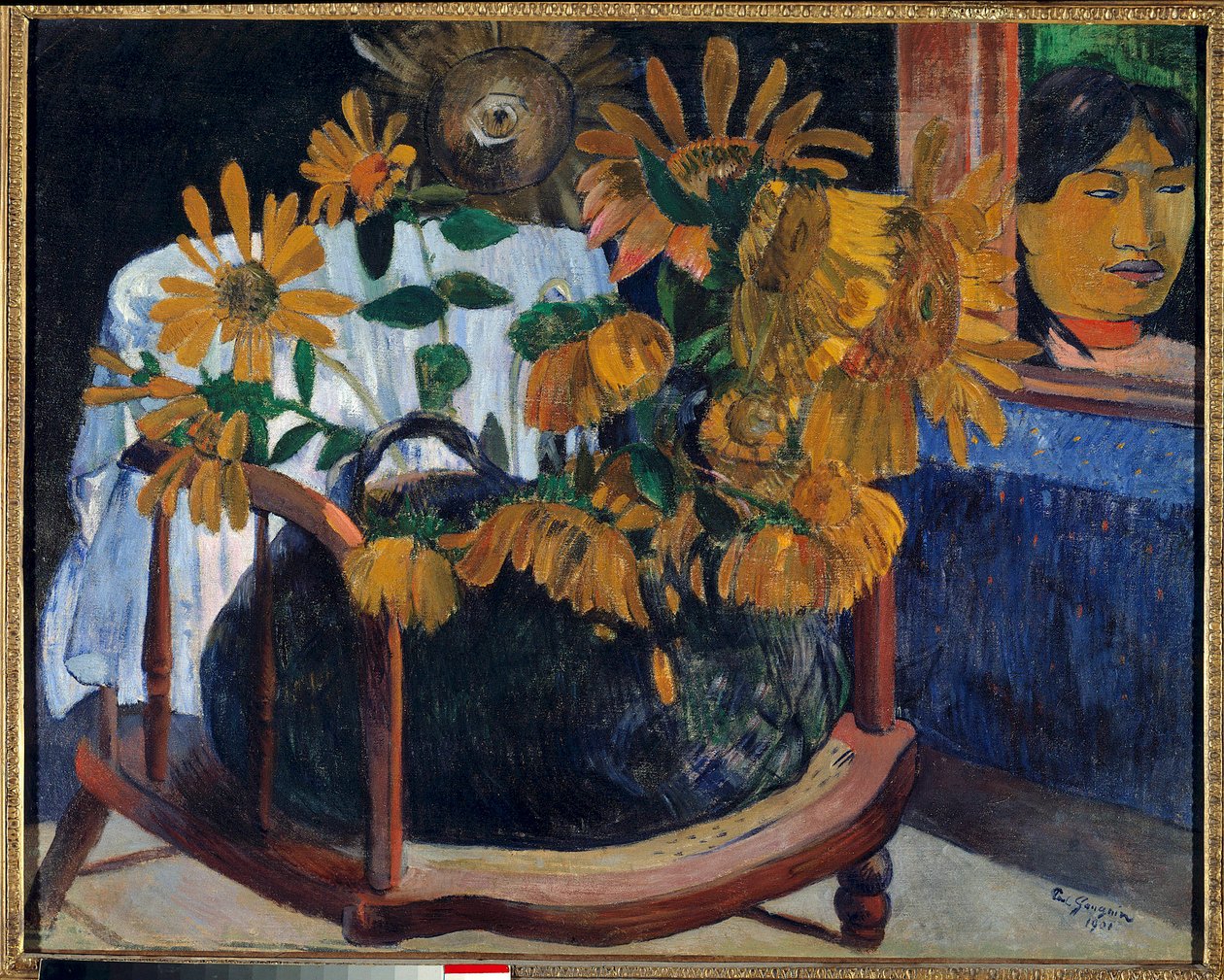 Girassóis em poltrona Pintura por Paul Gauguin (1848-1903) 1901 São Petersburgo. Museu Hermitage de Paul Gauguin