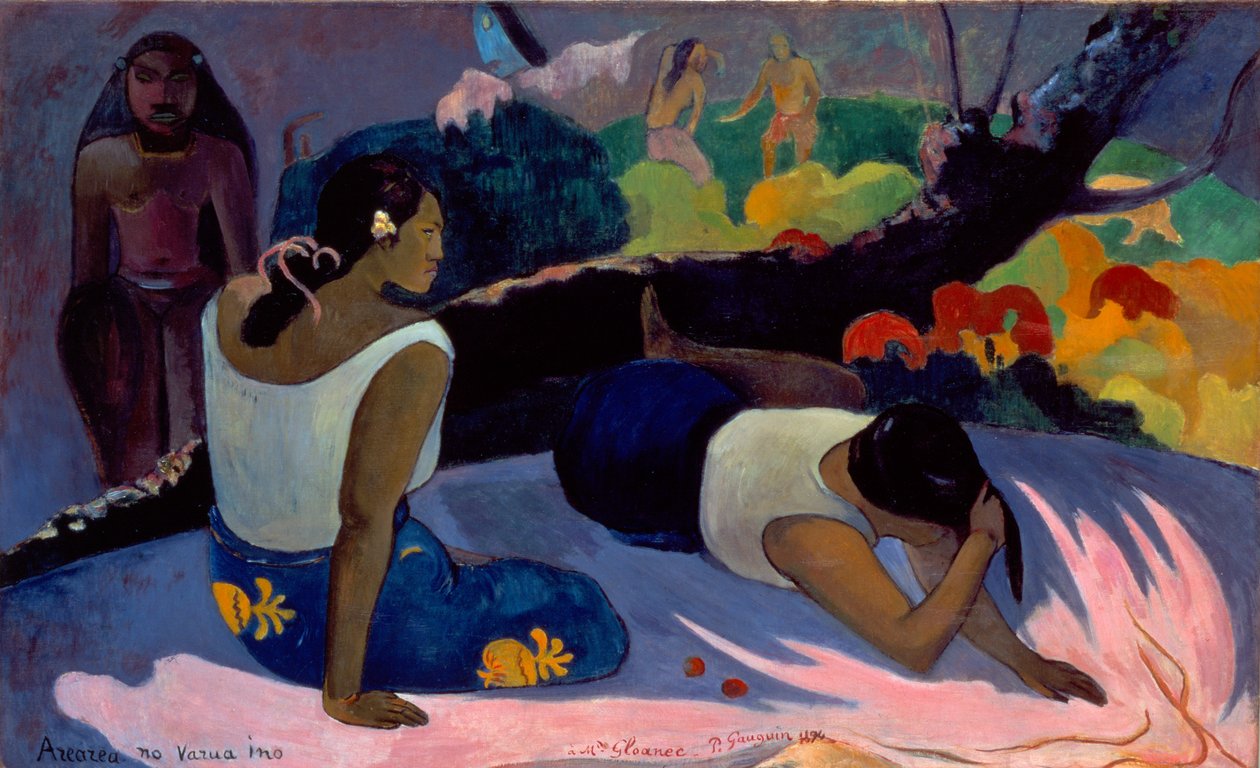 Tahitiana:  Arearea no varua ino Reclining Tahitian Women ou The Amusement of the Evil Spirit de Paul Gauguin