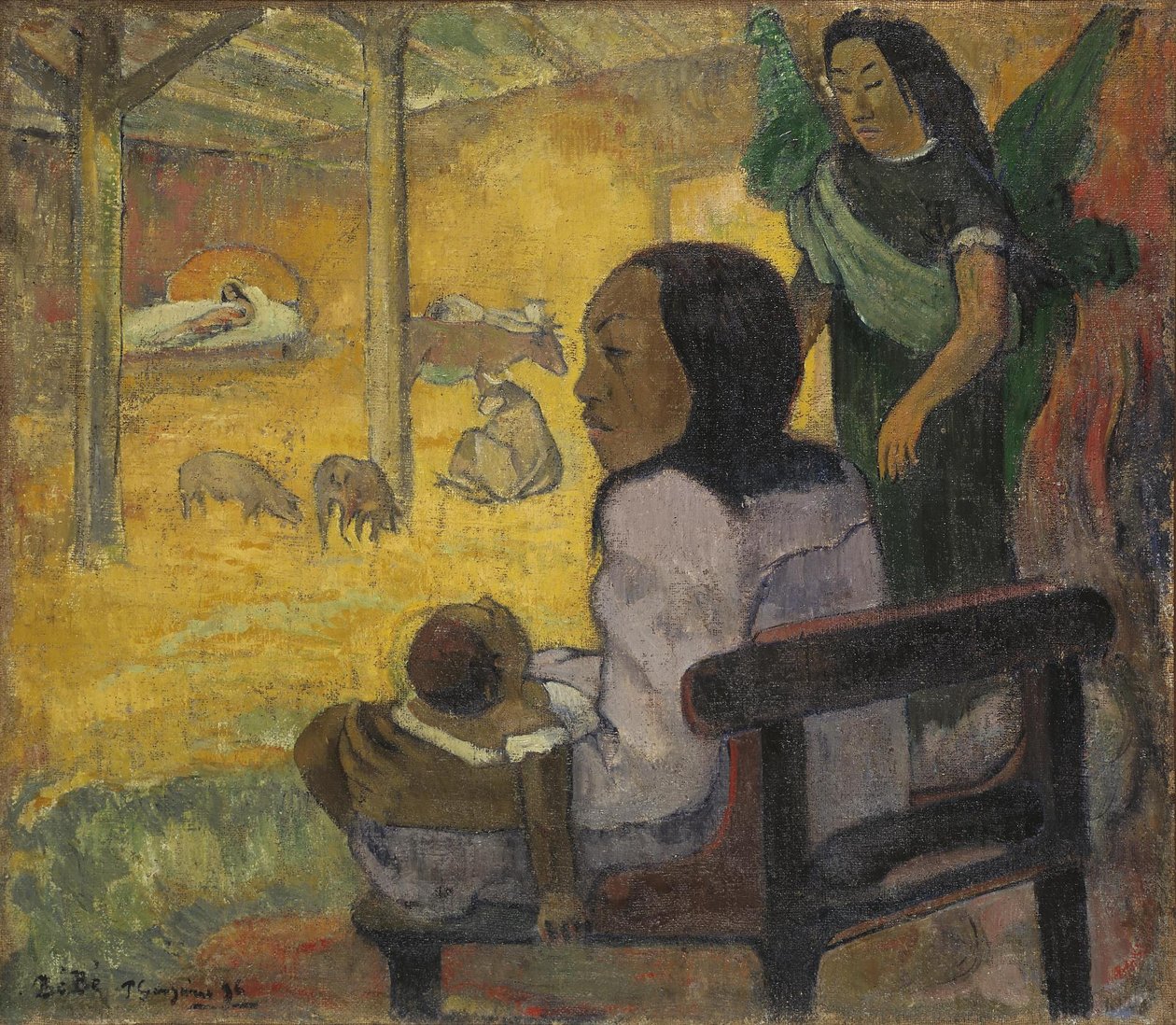 Tahitiano: Bé bé (Pēpe) Be Be (A Natividade) de Paul Gauguin