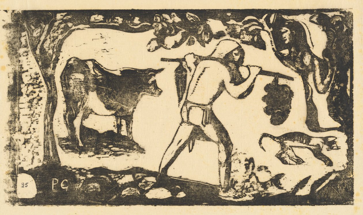 Tahitian Carregando Bananas Le porteur de fei, em ou depois de 1895. de Paul Gauguin